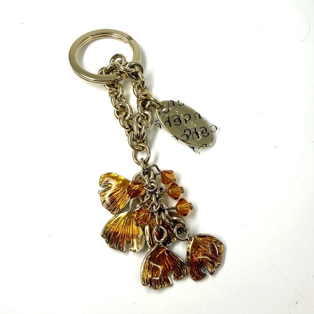 NWT Gucci Gold and Orange Leaf Keychain